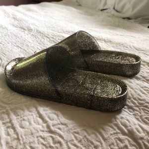 J. Crew glitter slides